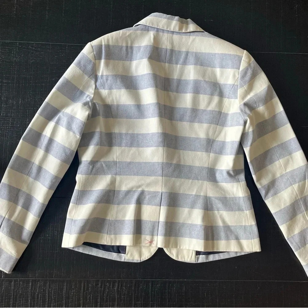 Merona Blazer Jacket Striped Blue White Coastal Size 12 - Picture 6 of 8